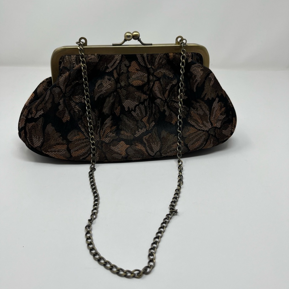 (Vintage) Laura Rivers Classics - Floral Brocade Kiss-Lock Evening Clutch Purse